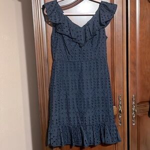 DKNY Blue eyelet ruffle dress Size 6